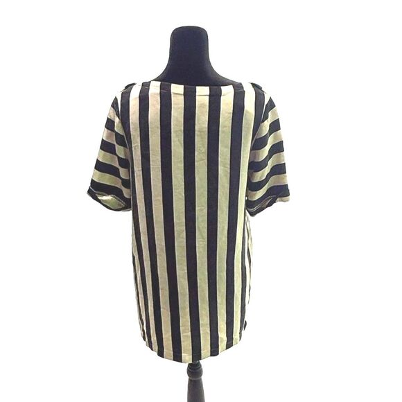BCBGMAXAZRIA black & white vertical stripe mini shift dress - Picture 5 of 6